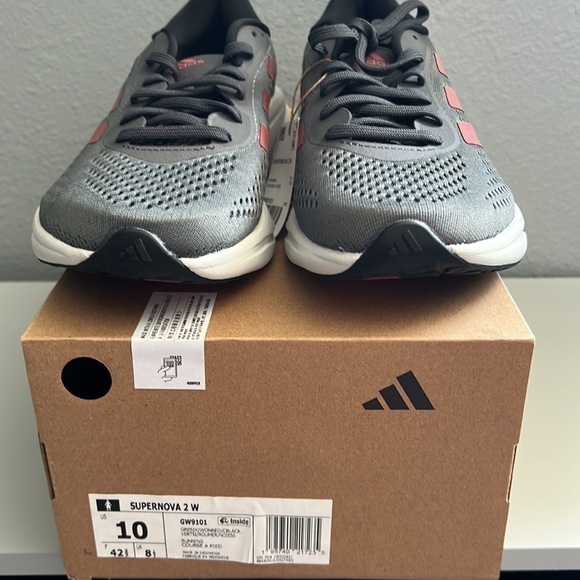Adidas Womens Supernova 2.0 Running Shoes grey pink size 10 - Picture 3 of 6